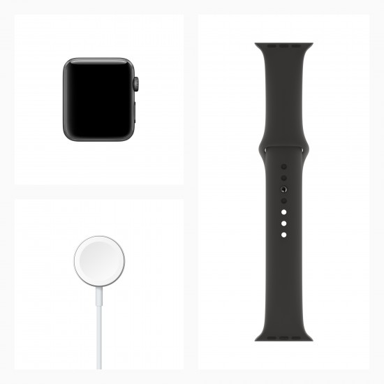 APPLE Watch Series 3 GPS-42 mm Space Grey Aluminium Case with Black Sport Band (Black Strap)