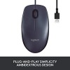 Logitech B100 Wired USB Mouse, 3 yr Warranty, 800 DPI Optical Tracking, Ambidextrous PC/Mac/Laptop - Black