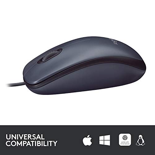 Logitech B100 Wired USB Mouse, 3 yr Warranty, 800 DPI Optical Tracking, Ambidextrous PC/Mac/Laptop - Black Logitech B100 Wired USB Mouse, 3 yr Warranty, 800 DPI Optical Tracking, Ambidextrous PC/Mac/Laptop - Black