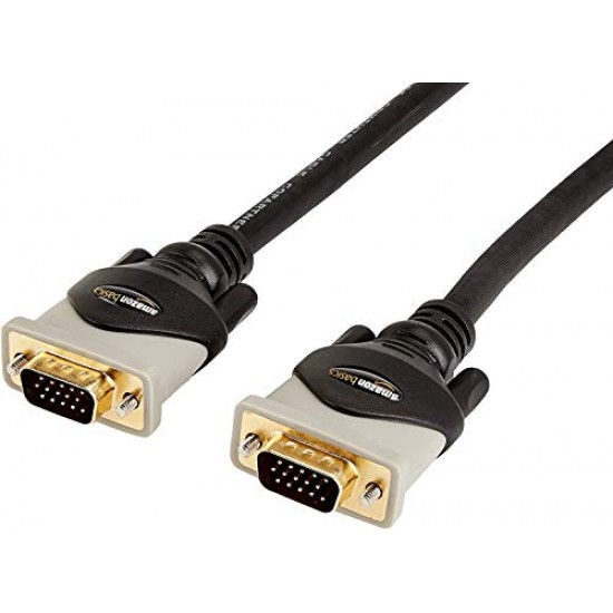 Amazon Basics 6-Feet VGA to VGA Cable for Monitor, Personal Computer (Black)