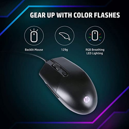 HP M260 RGB Backlighting USB Wired Gaming Mouse, Customizable 6400 DPI, Ergonomi Lightweighted /3 Years Warranty (7ZZ81AA),Black