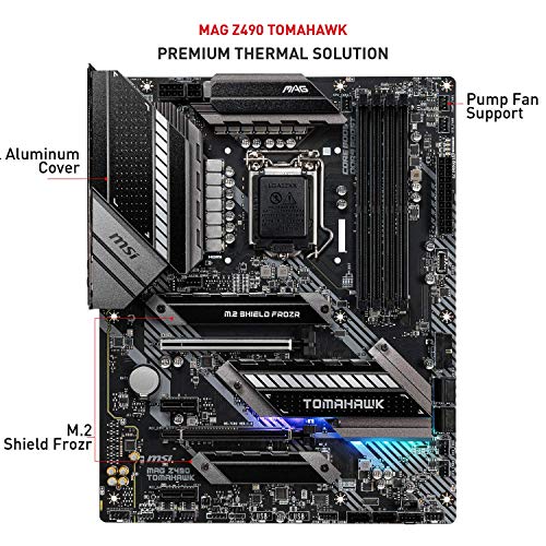MSI MAG Z490 Tomahawk Motherboard (ATX, 10th Gen Intel Core, LGA 1200, DDR4, 2X M.2, USB 3.2, Type-C, 2.5G LAN, RGB) MSI MAG Z490 Tomahawk Motherboard (ATX, 10th Gen Intel Core, LGA 1200, DDR4, 2X M.2, USB 3.2, Type-C, 2.5G LAN, RGB)