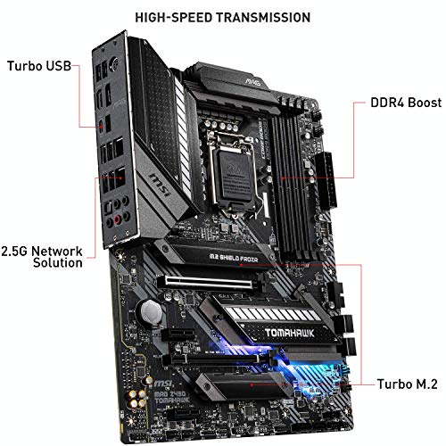 MSI MAG Z490 Tomahawk Motherboard (ATX, 10th Gen Intel Core, LGA 1200, DDR4, 2X M.2, USB 3.2, Type-C, 2.5G LAN, RGB) MSI MAG Z490 Tomahawk Motherboard (ATX, 10th Gen Intel Core, LGA 1200, DDR4, 2X M.2, USB 3.2, Type-C, 2.5G LAN, RGB)