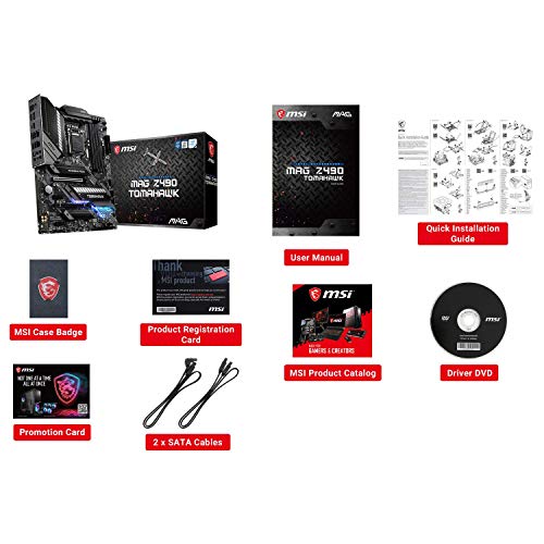 MSI MAG Z490 Tomahawk Motherboard (ATX, 10th Gen Intel Core, LGA 1200, DDR4, 2X M.2, USB 3.2, Type-C, 2.5G LAN, RGB) MSI MAG Z490 Tomahawk Motherboard (ATX, 10th Gen Intel Core, LGA 1200, DDR4, 2X M.2, USB 3.2, Type-C, 2.5G LAN, RGB)
