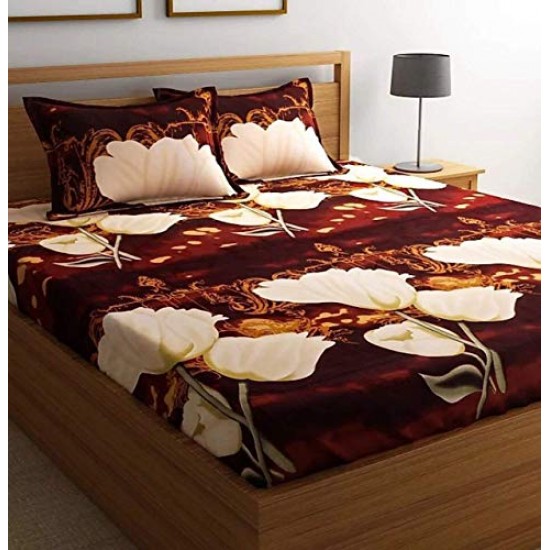 Soft King Size Double Bedsheet with 2 Pillow Covers Multi 1