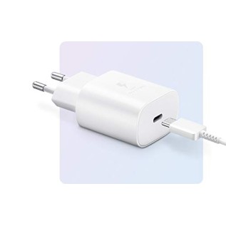 Samsung Original 25W Single Port, Type-C Fast Charger, (Cable not Included), White Samsung Original 25W Single Port, Type-C Fast Charger, (Cable not Included), White