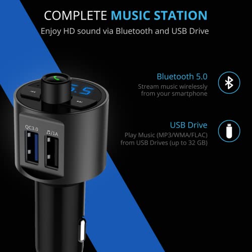 Portronics Auto 15 Bluetooth - FM Transmitter in-Car Radio Adapter for Hands-Free Calling, Music Streaming, USB Reading