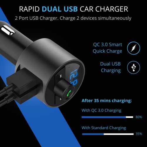 Portronics Auto 15 Bluetooth - FM Transmitter in-Car Radio Adapter for Hands-Free Calling, Music Streaming, USB Reading