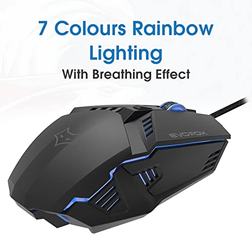EvoFox Shadow Optical USB Wired Gaming Mouse with Upto 3600 DPI Gaming Sensor 1.8m Braided Cable (Black) EvoFox Shadow Optical USB Wired Gaming Mouse with Upto 3600 DPI Gaming Sensor 1.8m Braided Cable (Black)