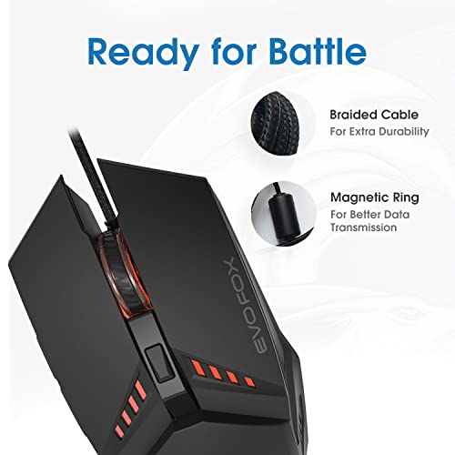 EvoFox Shadow Optical USB Wired Gaming Mouse with Upto 3600 DPI Gaming Sensor 1.8m Braided Cable (Black) EvoFox Shadow Optical USB Wired Gaming Mouse with Upto 3600 DPI Gaming Sensor 1.8m Braided Cable (Black)