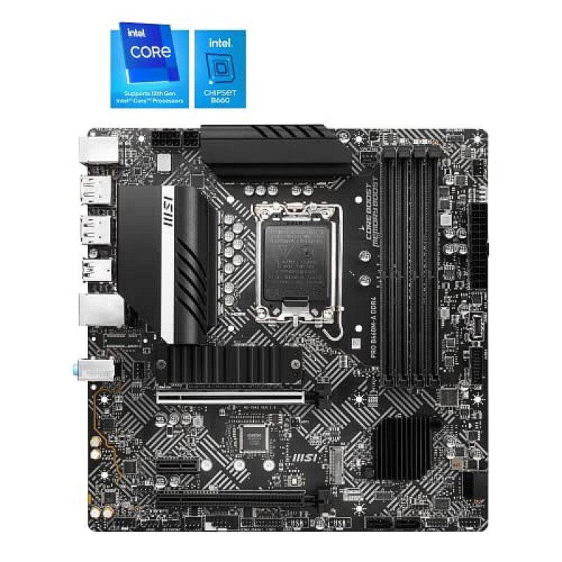 MSI Pro B660M-A Ddr4 Motherboard, Micro-ATX - Supports Intel 12Th Gen Core Processors Black