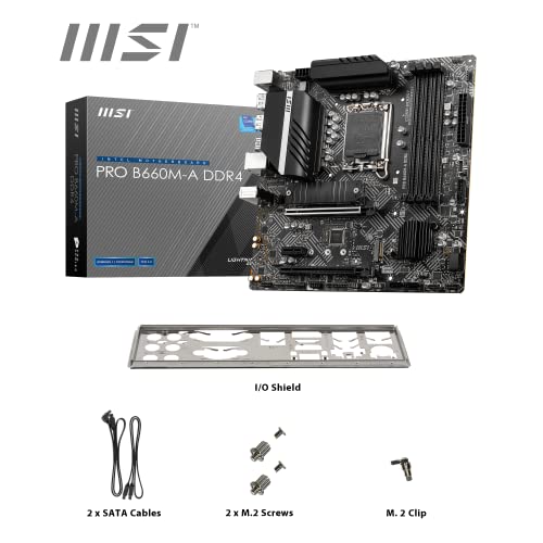MSI Pro B660M-A Ddr4 Motherboard, Micro-ATX - Supports Intel 12Th Gen Core Processors Black