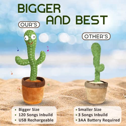 Airtree Dancing Cactus Talking Toy Kids Children Plush Electronic Toys Baby Singing Wriggle Voice Recording  LED Lights Toddler Educational Funny Gift