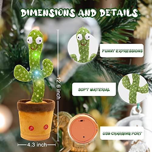 Airtree Dancing Cactus Talking Toy Kids Children Plush Electronic Toys Baby Singing Wriggle Voice Recording  LED Lights Toddler Educational Funny Gift