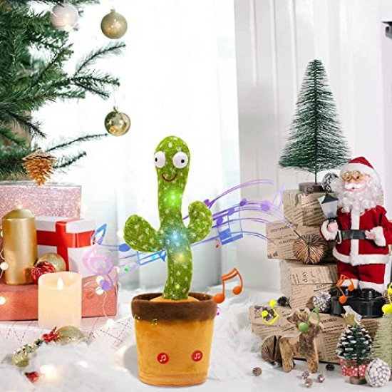 Airtree Dancing Cactus Talking Toy Kids Children Plush Electronic Toys Baby Singing Wriggle Voice Recording  LED Lights Toddler Educational Funny Gift