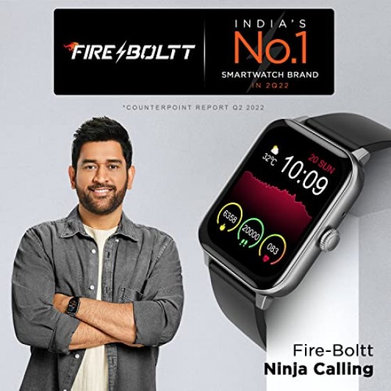 Fire-Boltt Ninja Calling 1.69" Bluetooth Calling Smart Watch, Dial Pad, AI Voice Assistant Wrist Gaming Multiple Sports (Silver)