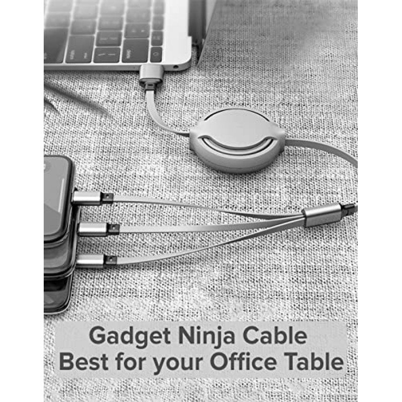 Airtree 3-IN-1 Retractable 3.0 Fast Charger Cord Compatible with Phone/Type C/Micro USB for All Android and iOS Smartphones Airtree 3-IN-1 Retractable 3.0 Fast Charger Cord Compatible with Phone/Type C/Micro USB for All Android and iOS Smartphones