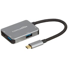 AmazonBasics Amazon Basics 4-in-1 USB Type C Adapter (Grey) Port