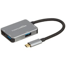 AmazonBasics Amazon Basics 4-in-1 USB Type C Adapter (Grey) Port