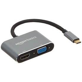 Amazon Basics 2-in-1 Type C USB Hub with Hdmi & Vga Outputs (Grey) Port Amazon Basics 2-in-1 Type C USB Hub with Hdmi & Vga Outputs (Grey) Port