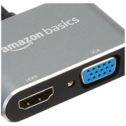 Amazon Basics 2-in-1 Type C USB Hub with Hdmi & Vga Outputs (Grey) Port Amazon Basics 2-in-1 Type C USB Hub with Hdmi & Vga Outputs (Grey) Port
