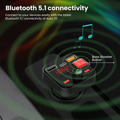 Portronics Auto 20 Smart Audio Connector with Mobile Charger(Type C + QC 3.0), Latest Bluetooth 5.1, 30W Portronics Auto 20 Smart Audio Connector with Mobile Charger(Type C + QC 3.0), Latest Bluetooth 5.1, 30W