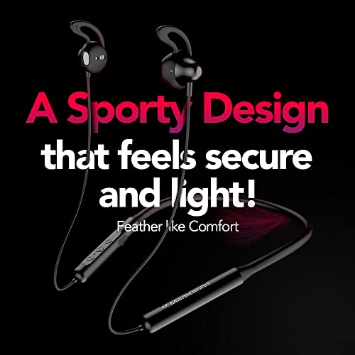 MadRabbit Fly Wireless Bluetooth Neckband Sporty Semi in-ear Headphone with 14.2MM Ultra-Clear Sound Driver, IPX5, Voice Assistant, Active Black
