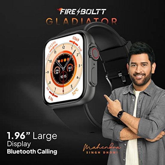 Fire-Boltt Gladiator 1.96" Biggest Display Smart Watch with Bluetooth Calling, Voice Assistant &123 Sports Modes  (Black)