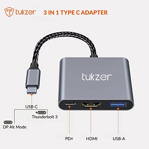 Tukzer 4-in-1 USB C 3.0 HUB, Type C to USB A HUB Splitter Extender, Docking Station, 5Gbps Data Sync Speed, MultiPort Adapter for iOS, MacBook