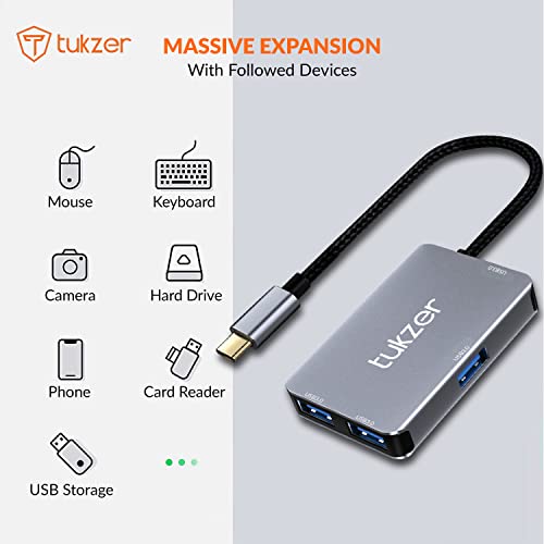 Tukzer 4-in-1 USB C 3.0 HUB, Type C to USB A HUB Splitter Extender, Docking Station, 5Gbps Data Sync Speed, MultiPort Adapter for iOS, MacBook Tukzer 4-in-1 USB C 3.0 HUB, Type C to USB A HUB Splitter Extender, Docking Station, 5Gbps Data Sync Speed, MultiPort Adapter for iOS, MacBook