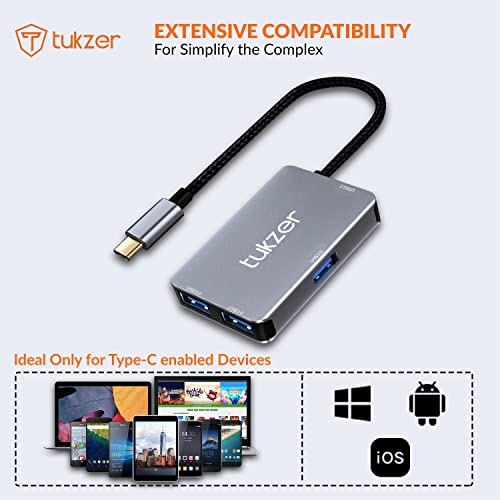 Tukzer 4-in-1 USB C 3.0 HUB, Type C to USB A HUB Splitter Extender, Docking Station, 5Gbps Data Sync Speed, MultiPort Adapter for iOS, MacBook Tukzer 4-in-1 USB C 3.0 HUB, Type C to USB A HUB Splitter Extender, Docking Station, 5Gbps Data Sync Speed, MultiPort Adapter for iOS, MacBook