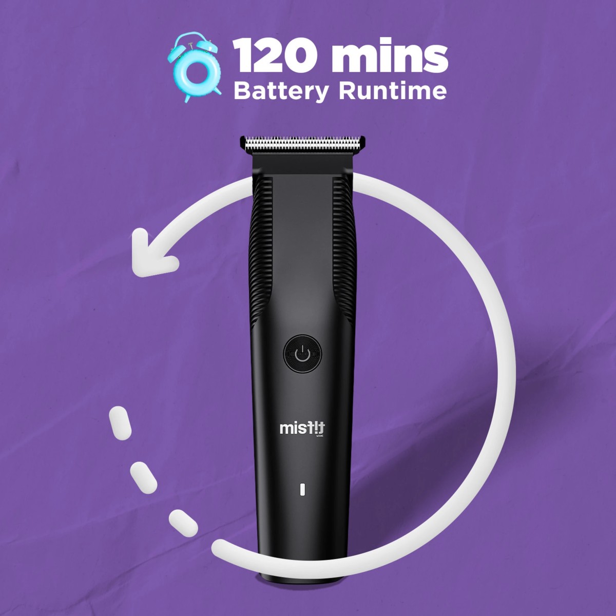 Misfit Groom 100 Trimmer 120 min Runtime 5 Length Settings (Black)