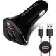 AMKETTE 6 Amp Qualcomm 3.0 Turbo Car Charger (Black, With USB Cable)