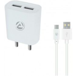 ARU AR-211 Dual Port 2.4 A 12 W 2.4 A Multiport Mobile Charger with Detachable Cable  White Cable Included
