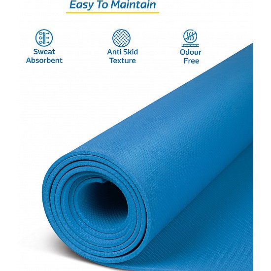 Yoga Mat with Strap, Blue 6 mm Yoga Mat