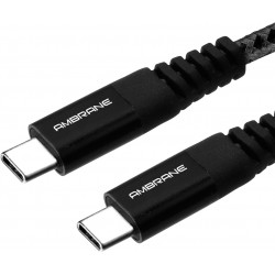 Ambrane RCTT-15 Type C to 1.5 m USB Type C Cable   (Compatible with Smartphones, Black, One Cable)