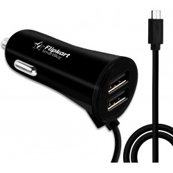  Flipkart SmartBuy 4.8A Dual Port Turbo Universal Car Charger with Cable (Black, With USB Cable)