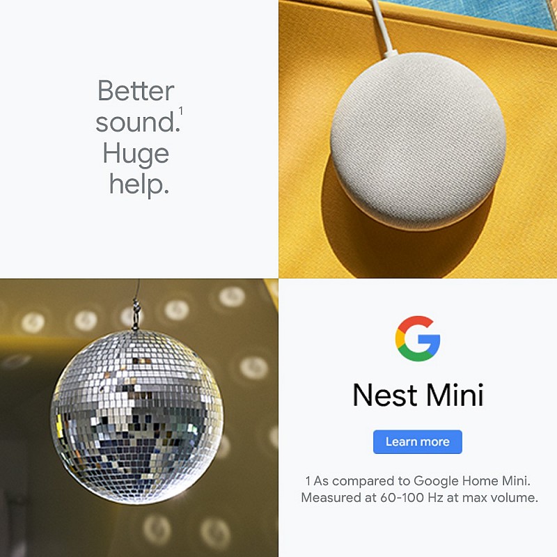 Google Nest Mini (2nd Gen) with Google Assistant Smart Speaker (Chalk)