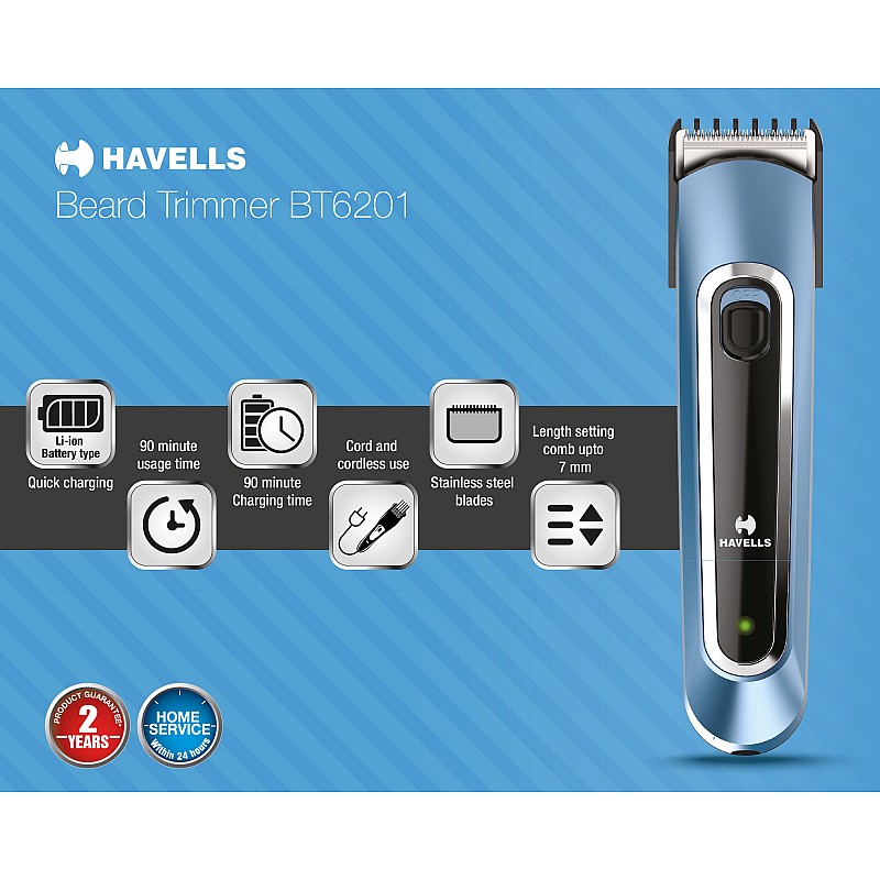 HAVELLS BT6201  Runtime: 90 min Trimmer for Men   (Blue)