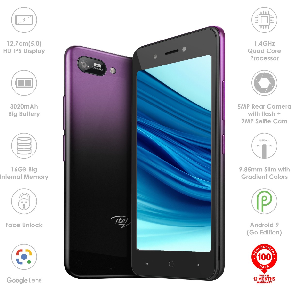 Itel A25 (Gradation Purple, 16 GB)  (1 GB RAM) refurbished