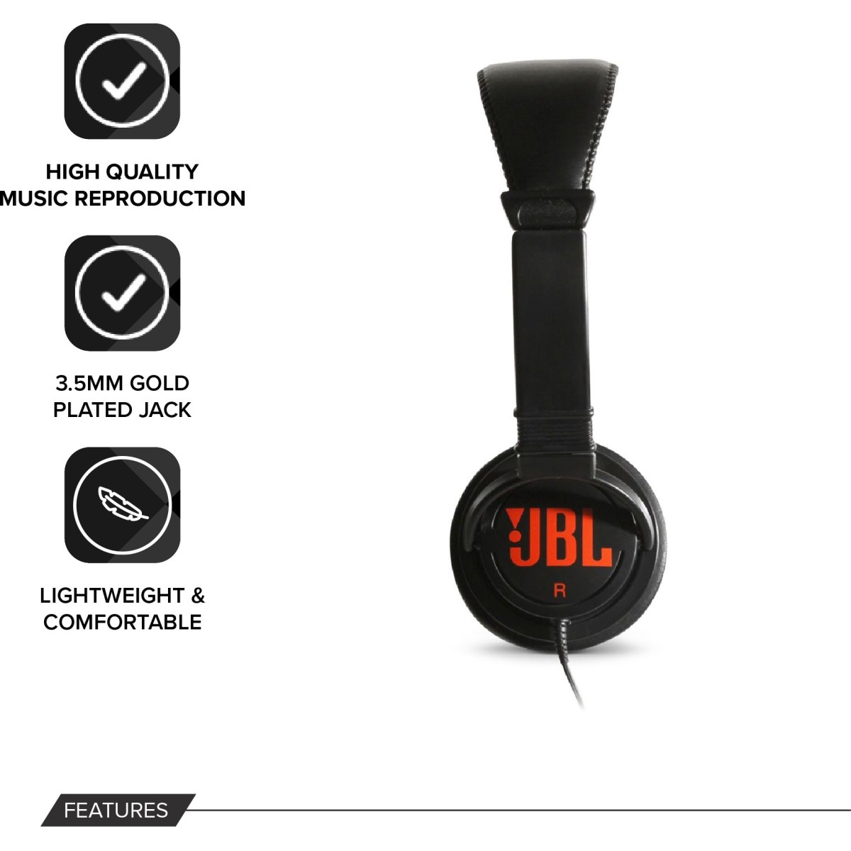 JBL T250SI Wired Headset without Mic  (Black, Wired over the head)