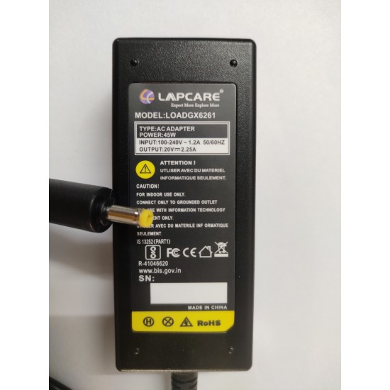 LAPCARE 45W 20V Laptop Adapter Charger for Ideapad 100-14IBY 100-15IBY 45 W Adapter 