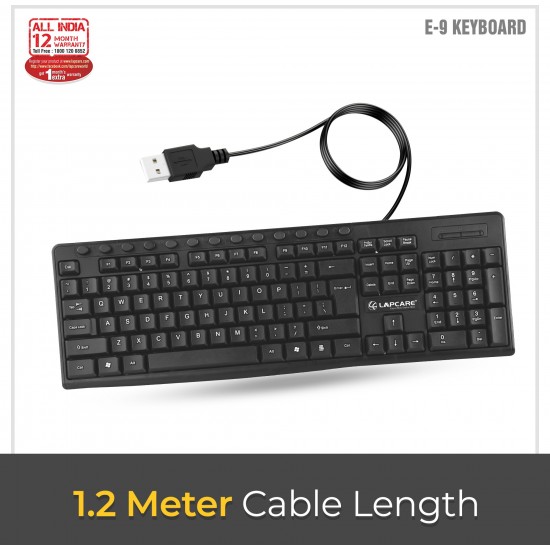LAPCARE E9 Wired USB Multi-device Keyboard   (Black)