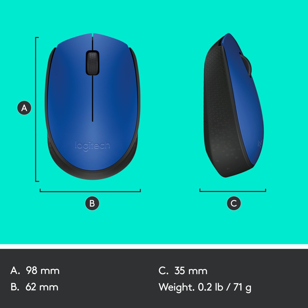Logitech M171 Optical Tracking, Ambidextrous Wireless Optical Mouse (2 ...