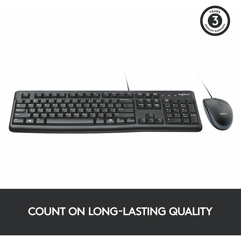 Logitech MK120 USB 2.0 Keyboard and Mouse Combo (Black)