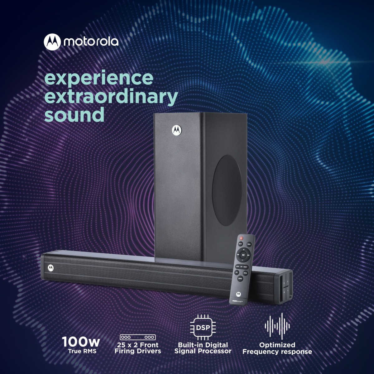 MOTOROLA AmphisoundX with HDMI ARC 100 W Bluetooth Soundbar   (Black, 2.1 Channel)