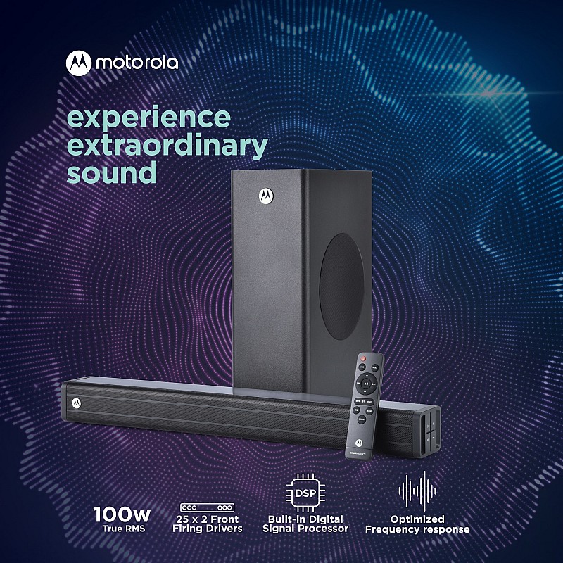 MOTOROLA AmphisoundX with HDMI ARC 100 W Bluetooth Soundbar   (Black, 2.1 Channel)