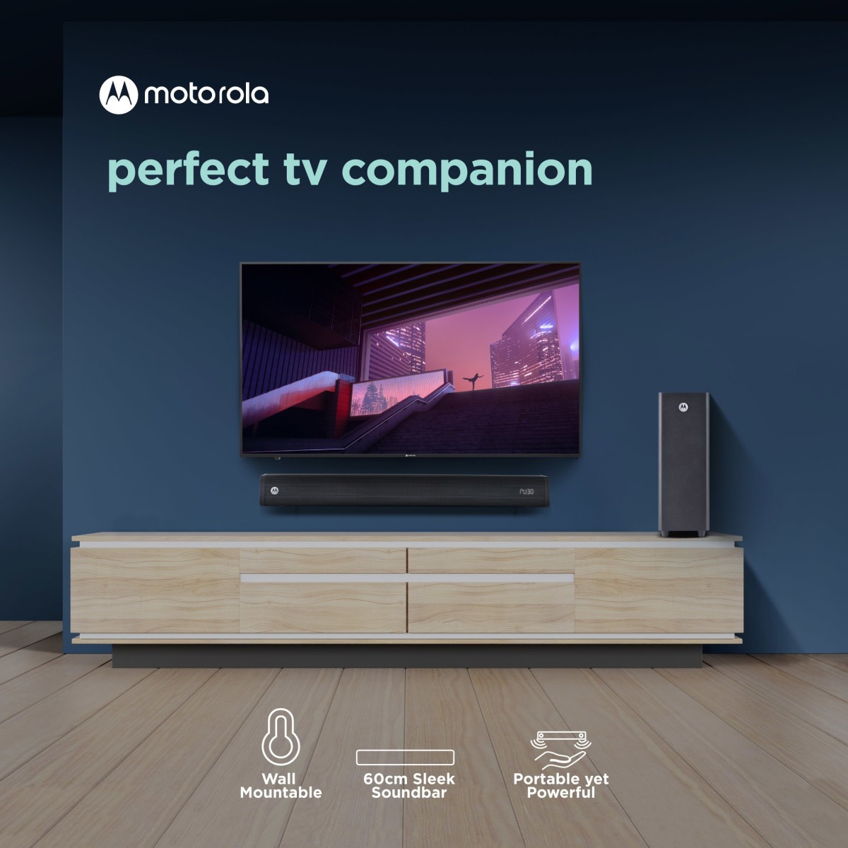 MOTOROLA AmphisoundX with HDMI ARC 100 W Bluetooth Soundbar   (Black, 2.1 Channel)