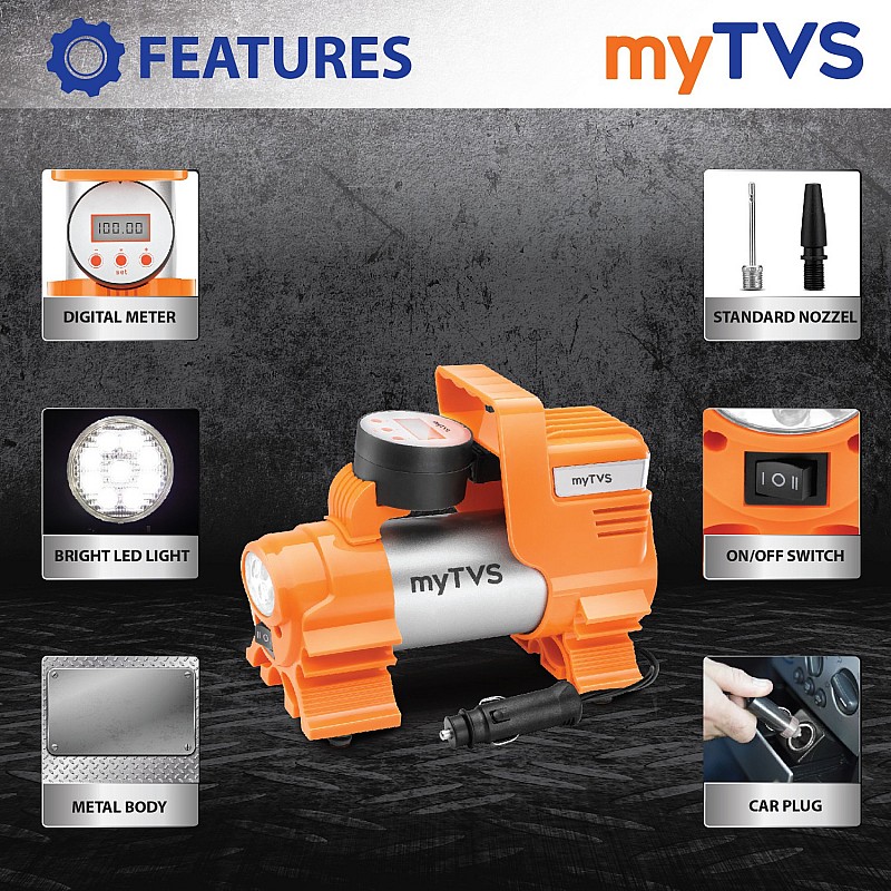 MYTVS 120 psi Tyre Air Pump for Car & Bike 