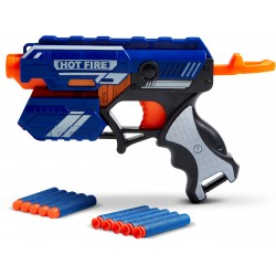 Miss & Chief Manual Blaze Storm Gun Blaster with 10 Foam Bullets for Kids Guns & Darts (Blue)